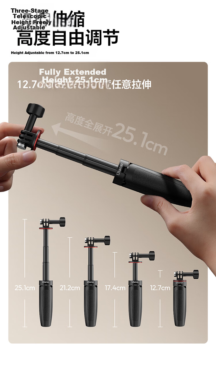 Ulanzi MT92 Tripod Extension Mount for GoPro DJI Action 6/5/4 Handle Insta360 Handheld Pole Feiyu Ace Pro2 Selfie Stick 8