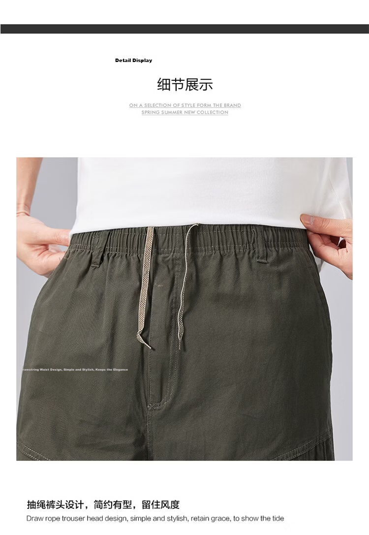 RED DRAGONFLY Men's Summer Thin Cotton Casual Fashion Cool Comfortable Breathable Versatile Army Green Capri Shorts XL 36