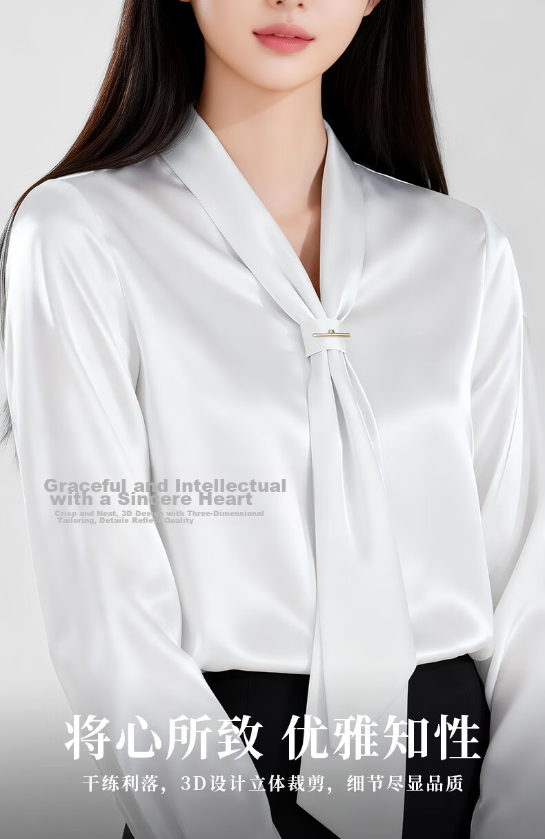 Yulixi Chiffon Long Sleeve Shirt Women White Professional Formal Elegant Casual Blouse Interview Commuting Shirt 4