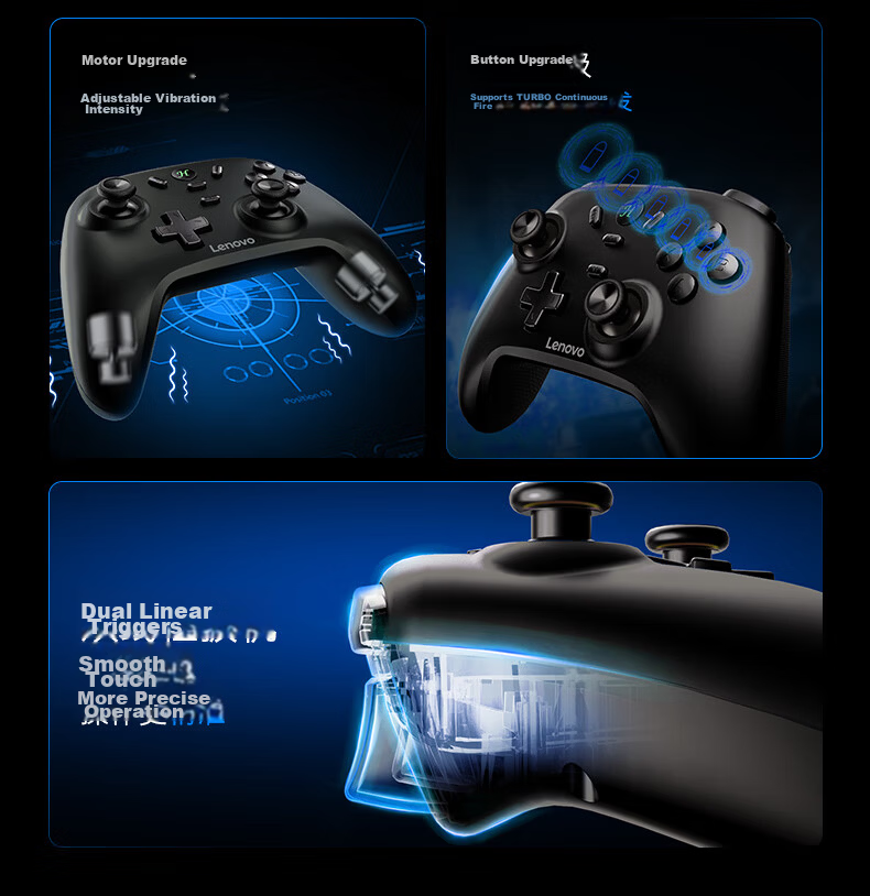 Lenovo S07 Wireless Bluetooth Game Controller Switch 2-in-1 Xbox Wired PC Mobile NS Steam Controller Dual Shadow Wonderland Mingmo Abyss Virtual Feather Single White 3
