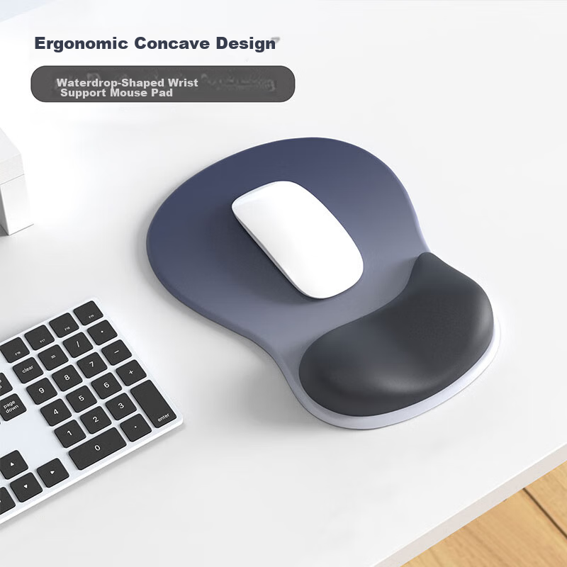 KPTE Ergonomic Wrist Rest Mouse Pad Gradient Mouse Wrist Support Silicone Non-Slip Blue Black