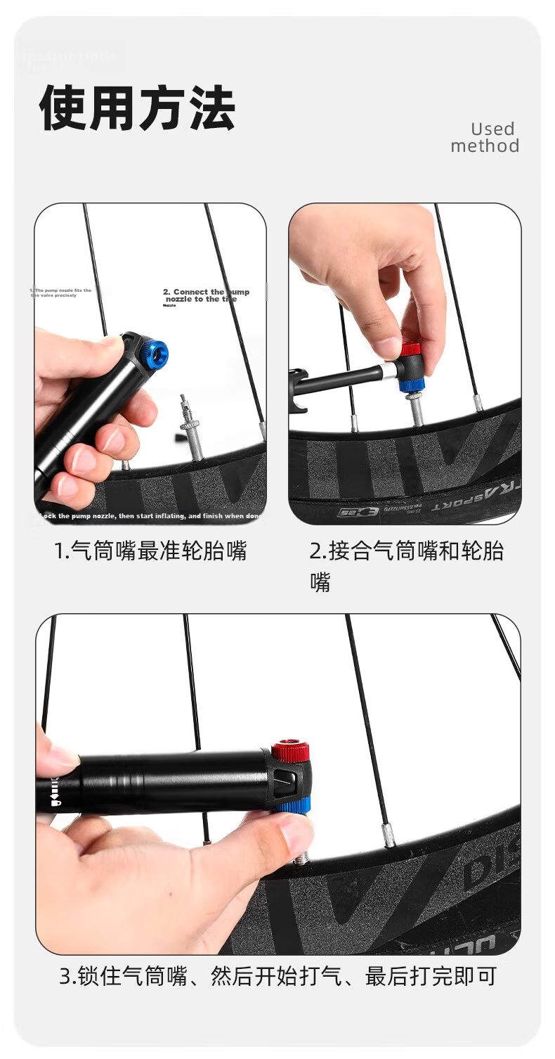 Ousen Portable Mini Bicycle Pump Road Mountain Bike Emergency Cycling Inflator Pump 29