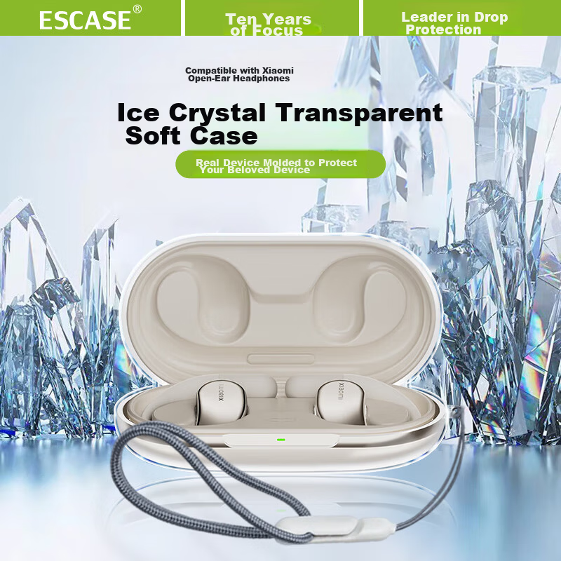 ESCASE Xiaomi Buds 5 Pro Protective Case Bluetooth Earphone Storage Box TPU Soft Full-Cover Shockproof Transparent Durable Case Transparent + Airplane