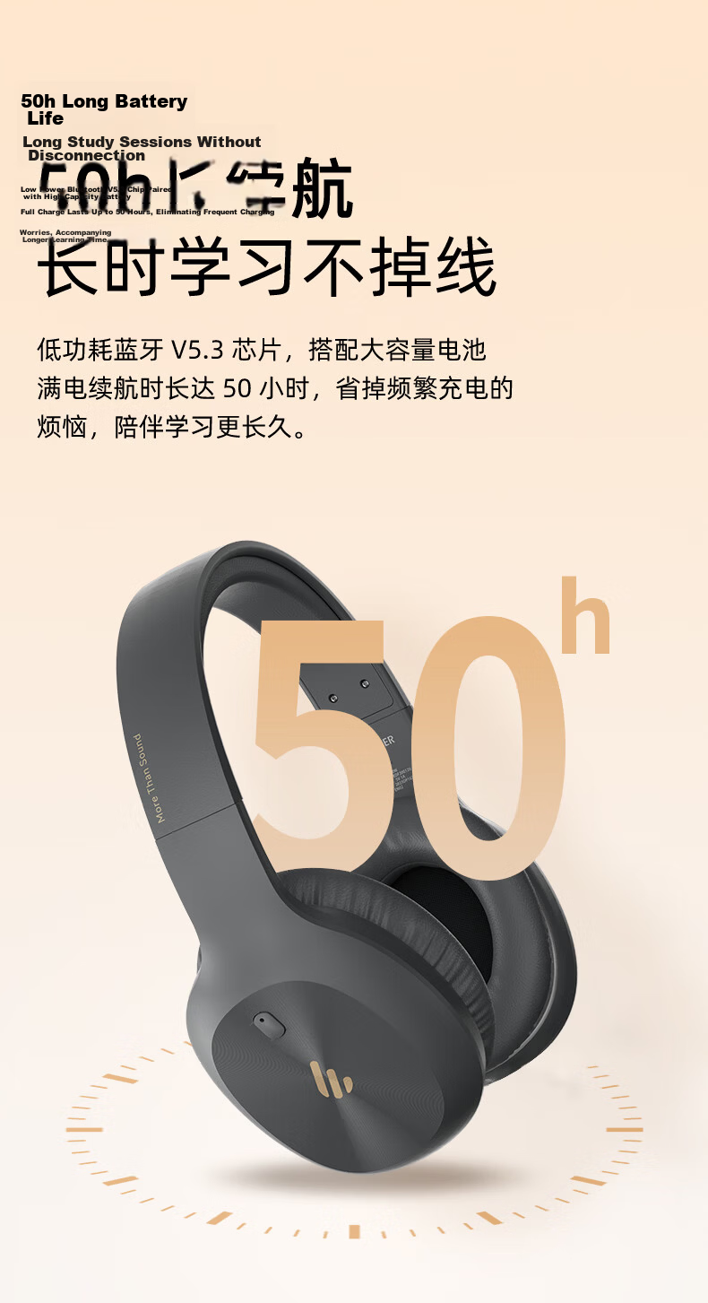 EDIFIER K750W NC Over-Ear Noise-Cancelling Bluetooth Earphones Smart Learning Headphones Immersive Study AI Translation English Recitation Memory Aid Yunyan White 13