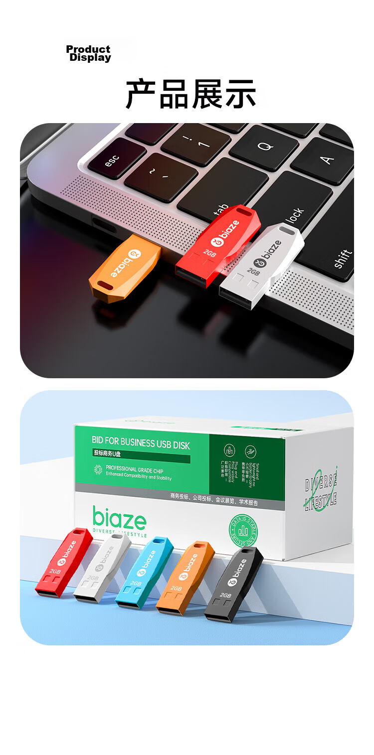 BIAZE Boxed 8GB USB2.0 Bid USB Flash Drive, Eco-Friendly Mini, Professional Bidding USB Drive for Company And Enterprise, Pack of Ten, UP018 13