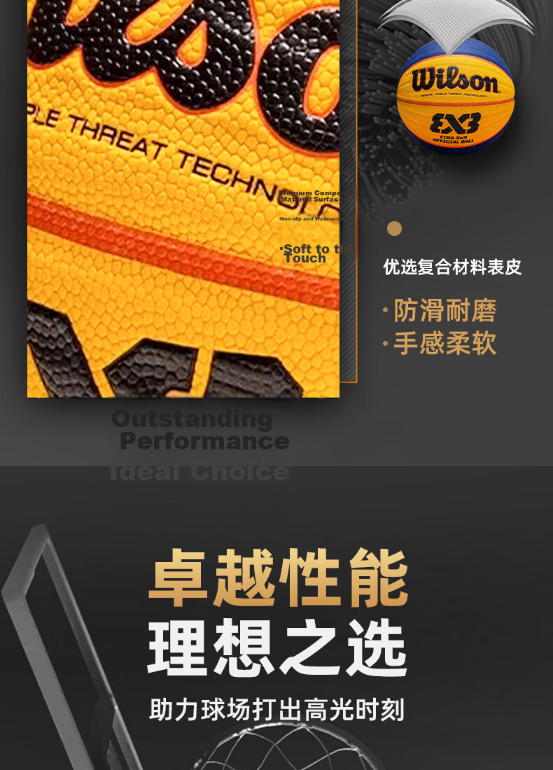 Wilson Basketball Size 7 Chen Yifan NBA Series PU Wear-Resistant Non-Slip Indoor Outdoor Universal Adult Youth Basketball 6