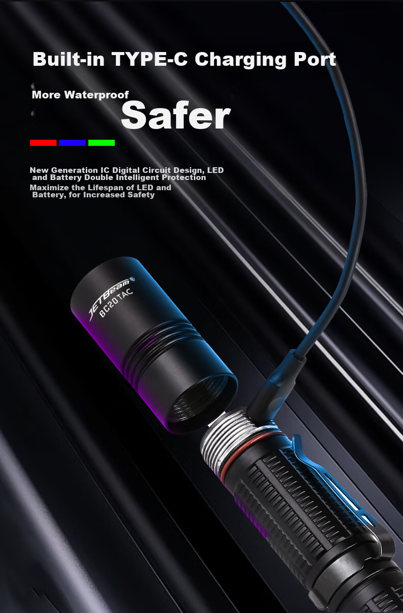JETBeam BC25TAC High-Intensity Flashlight, Outdoor Bright Long-Range Emergency Camping Light 6