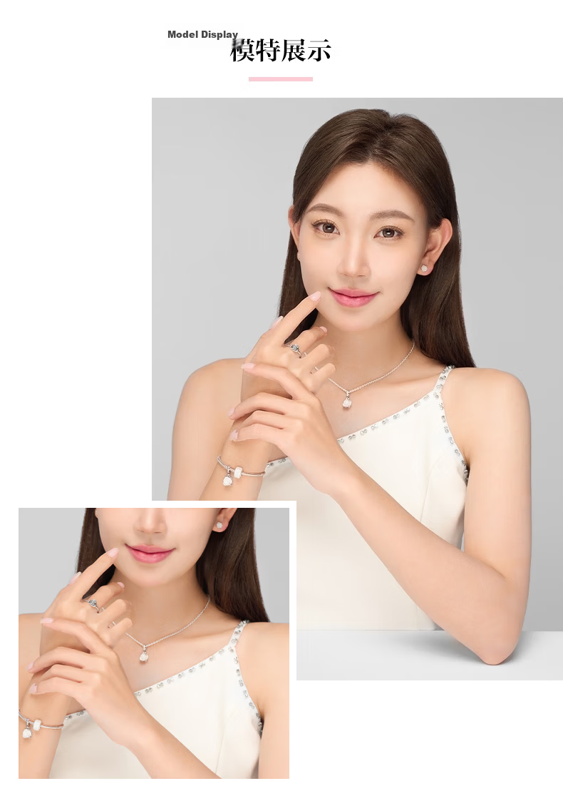 PANDORA White Rose Necklace Set Imitation Shell 3D Luxury Elegant Birthday Gift for Girlfriend 6