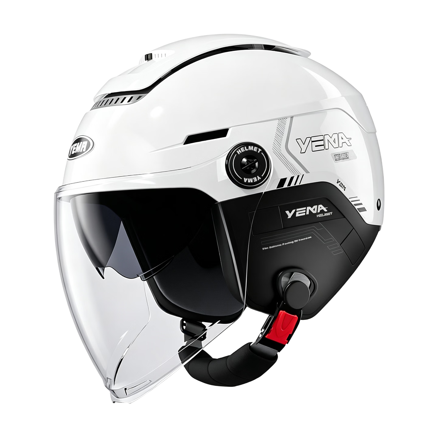 YEMA 3C Certified Electric Motorcycle Helmet Unisex Half Helmet Summer Sun Protection Four Seasons Universal Dual Lens Zero-Pressure Sunroof Electric Scooter Safety Helmet 370S Ceramic White with Tran