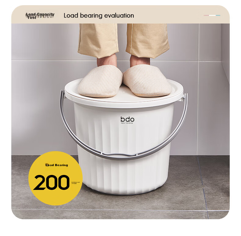 BDO Thick Plastic Basin Water Bucket with Lid, 3-Piece Set, Water Carrying Bucket, Laundry Bucket, Foot Soaking Bucket, for Student Dormitory, 14L 8