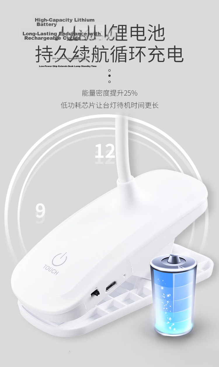 Heartfelt Clip-on Charging Desk Lamp Eye Protection Reading Bedside Lamp for Students Dormitory Study Bedroom Small Table Lamp 8
