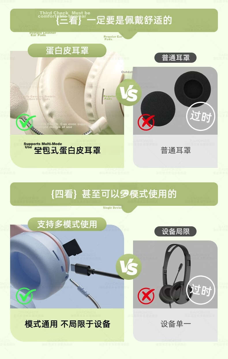 Yinwangsi Children's In-Ear Monitor Headphones Learning Aid Noise-Cancelling Wireless Bluetooth Over-Ear Headset for Students Age 6-12 Compatible with Learning Devices, Computers, and TF Card 5