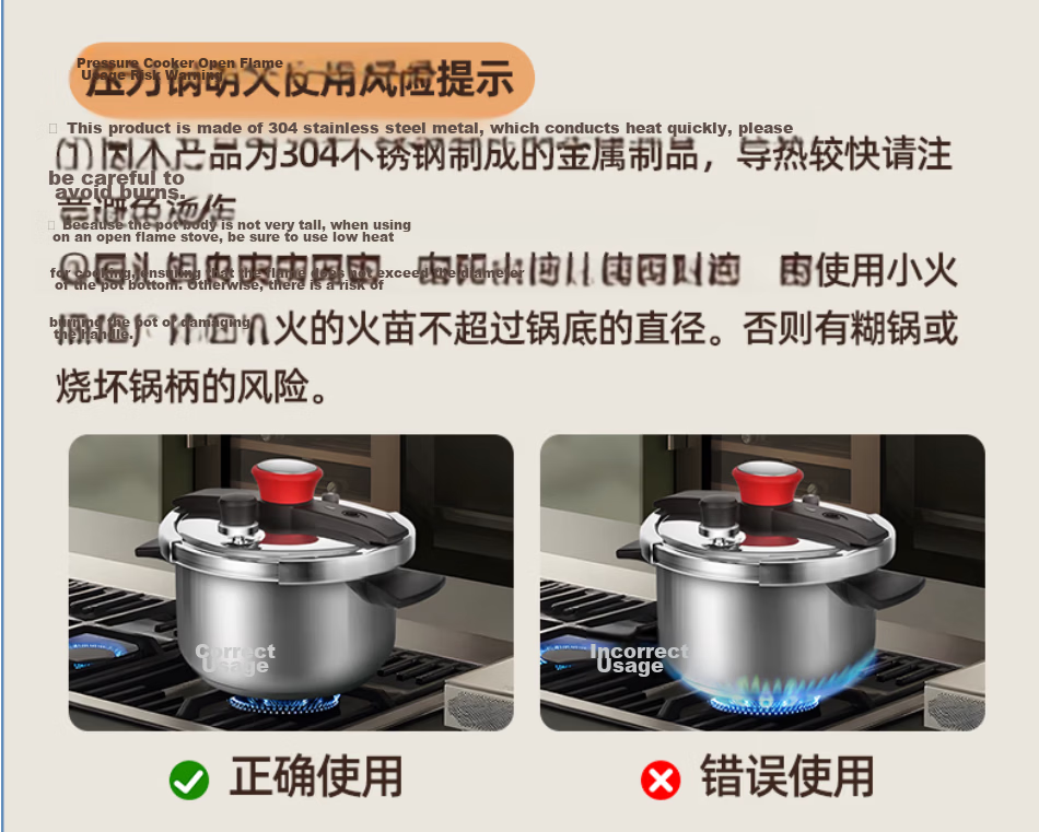 Double Happiness High-Pressure Cooker 304 Stainless Steel Gas and Induction Cooker Compatible Explosion-Proof Pressure Cooker Single-Handed Opening 22CM/4L Red Melody 18
