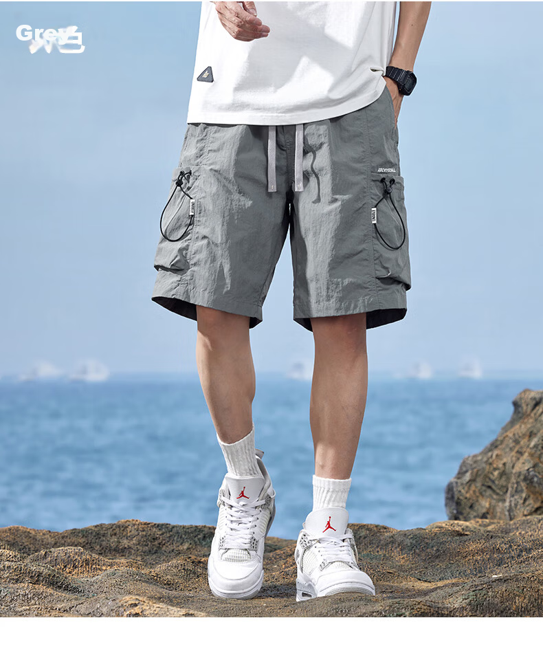 Jeanswest Men's American Casual Summer Lightweight Loose Cargo Shorts Quick-Dry Sports Ice Silk Knee-Length Pants 7