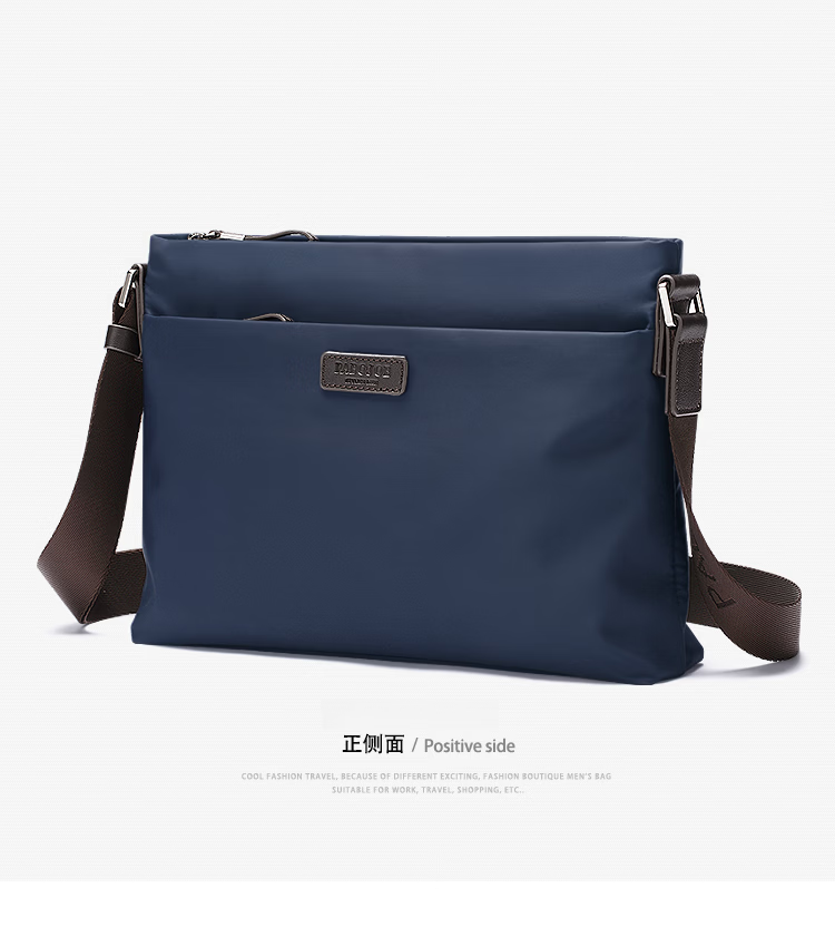 Pabojoe Men's Waterproof Canvas Shoulder Crossbody Bag with Top Layer Cowhide Leather Fashionable Versatile Messenger Bag 10
