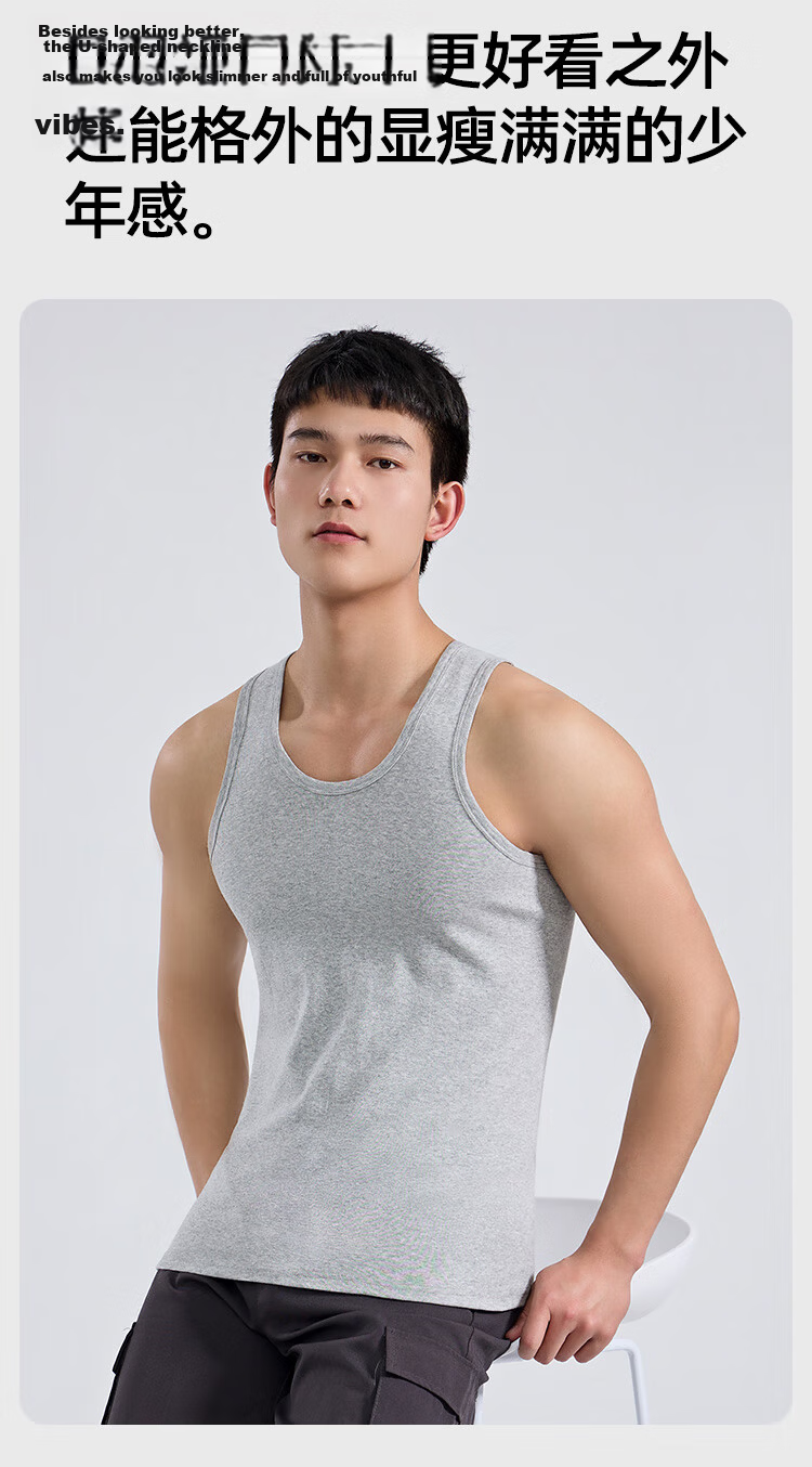 Nanjiren Cotton Tank Top for Men, Spring And Summer Sports Sweat-Absorbing Running Hurdles Breathable Casual Undershirt, 2-Pack 9