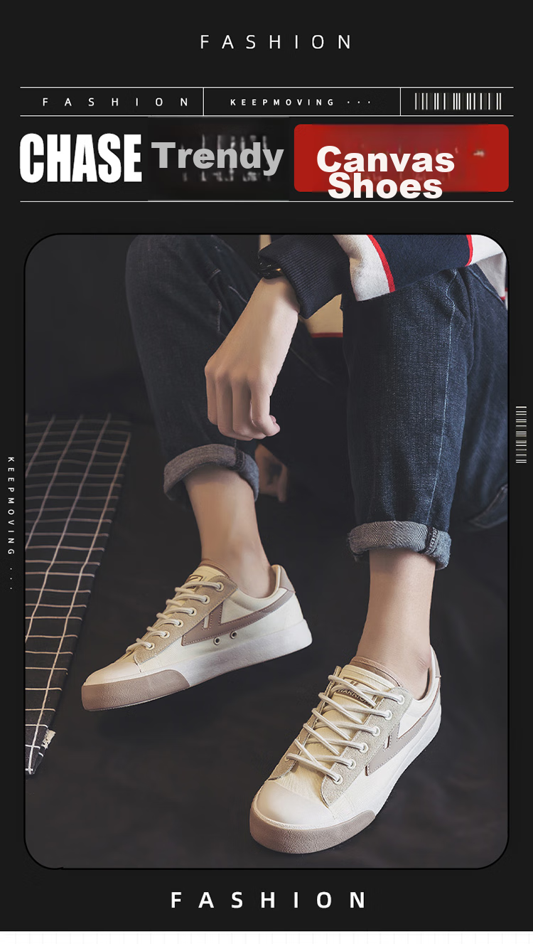 Warrior Official Canvas Shoes for Men And Women, Couples' Casual Shoes, Autumn Breathable Sports Sneakers KGH647MJ Beige-Red Size 37 1