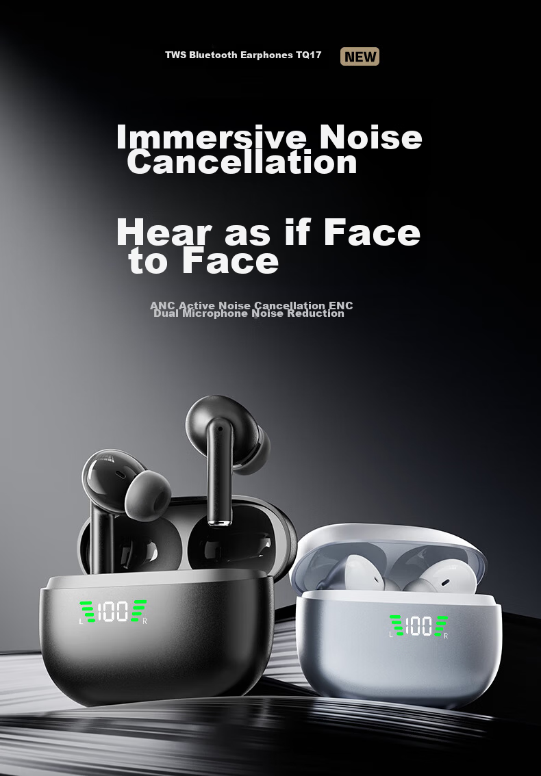 Aigo [Battery Display Bluetooth 6.0] Semi-In Ear Bluetooth Headphones for Sports, Gaming, Running, Hiking with Ultra-Long Battery Life And HIFI Sound Quality, Compatible with Apple, Xiaomi TQ15 Black 1