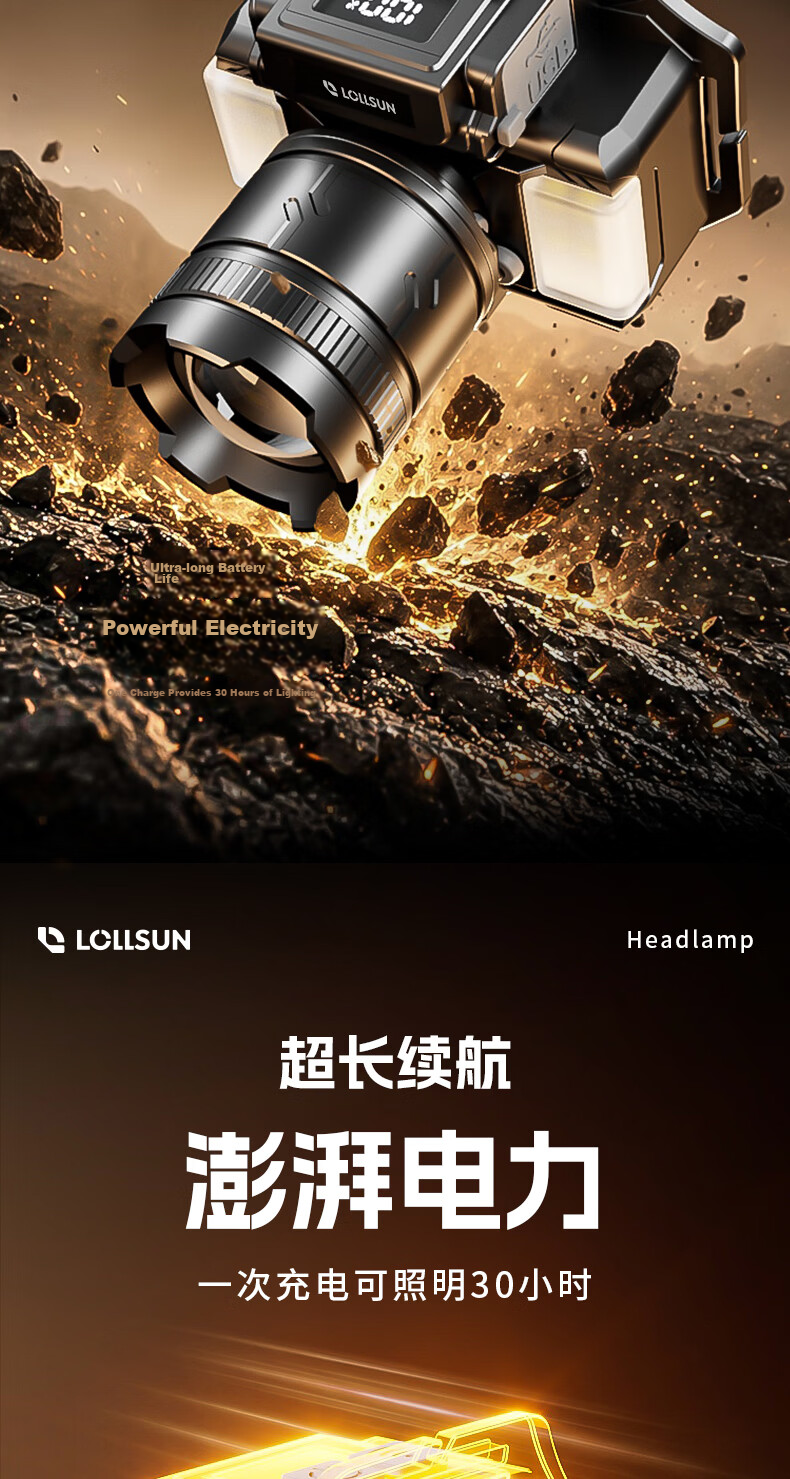Dexu Headlamp Head-Worn Outdoor Ultra-Long Battery Life 100 Lumens Mountaineering Hiking Night Fishing Beachcombing Construction Home Use Super Bright Spotlight 10
