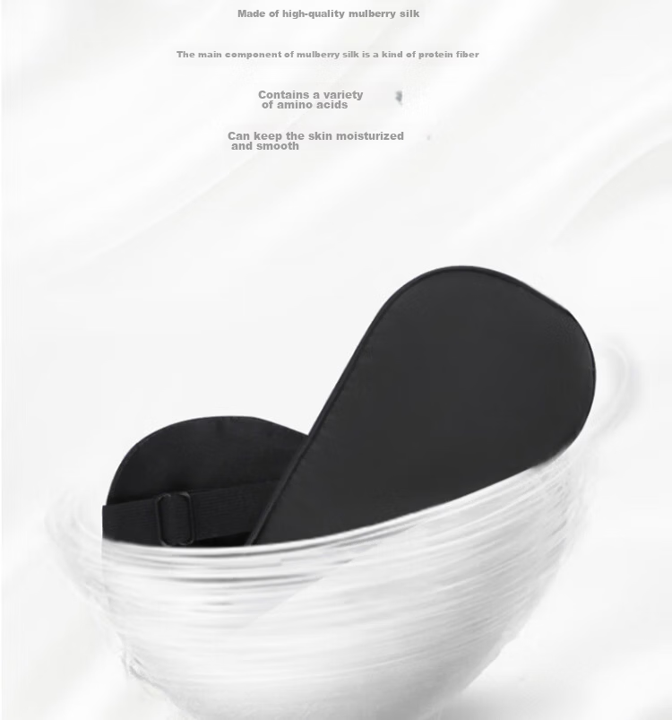 Travel Jiajialin Series Silk Sleep Mask Black Breathable Comfortable Nap Eye Mask Light Blocking 4