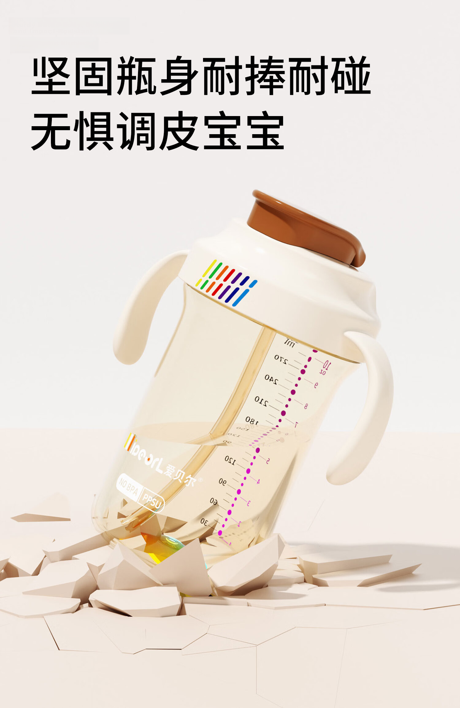 Aibeier Children's Water Bottle Baby Milk Cup Straw Bottle 6 Months-3 Years Training Cup Straw Cup Kindergarten 4