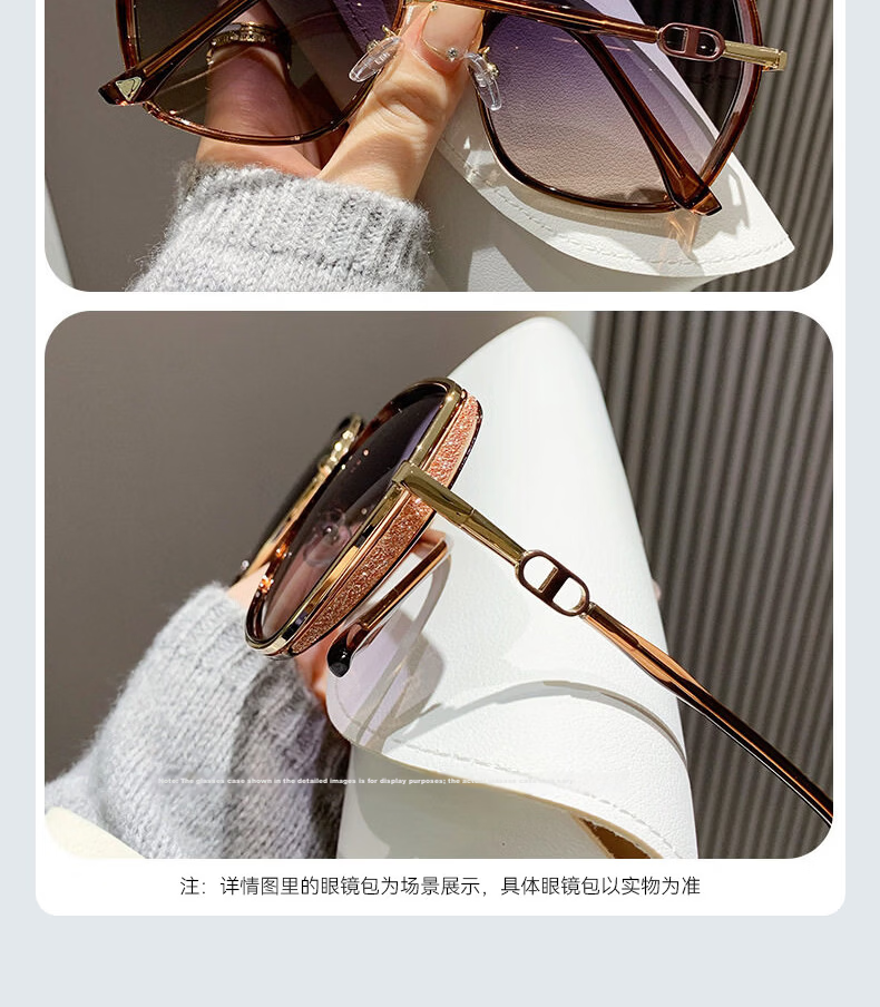 40,000 Kilometers 2026 New Large Frame Polarized Sunglasses for Women, Suitable for Square and Round Faces, Glitter Design, UV Protection 17