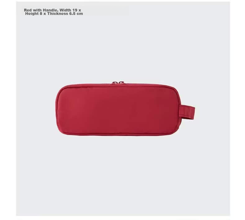 MUJI Nylon Pencil Case, Stationery Box, Simple 3D Pencil Case, Large Capacity, Red, 19×８×4.5cm 7