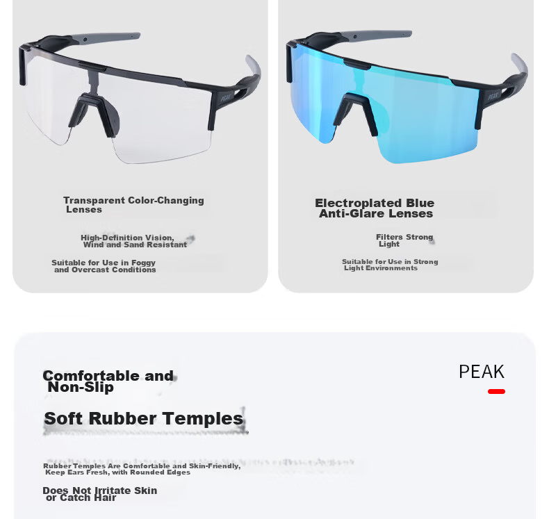 Peak Cycling Photochromic Prescription Bike Windproof Dustproof Protective Outdoor Sports Day and Night Sunglasses 8