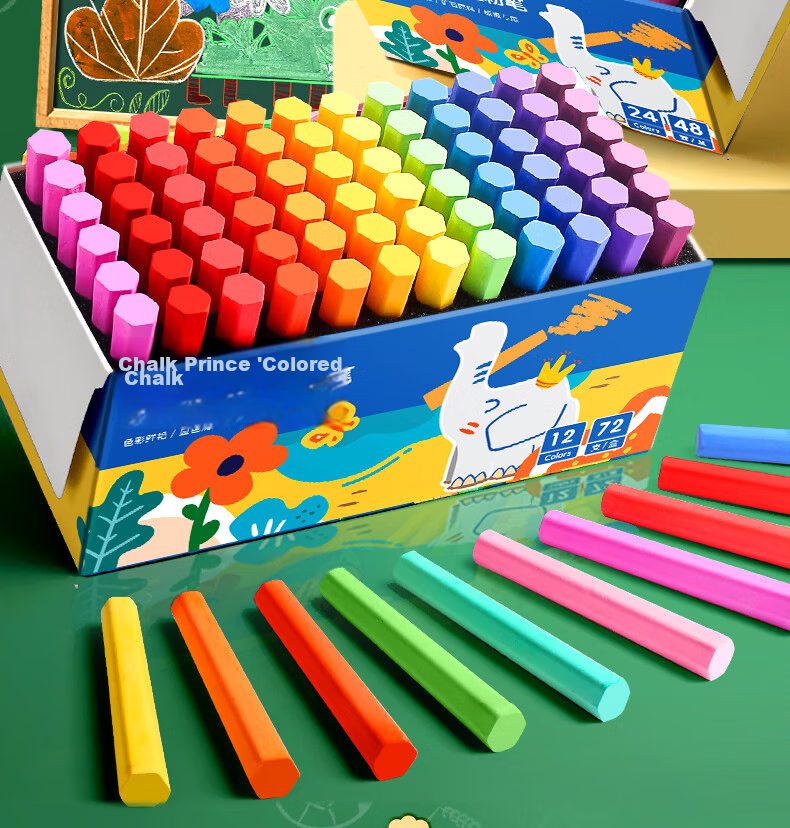 Jinzhi 24 Colors/72 Pieces Colored Chalk, Dust-Free Chalk for Bulletin Boards, Specialized Chalk for Children's Home Use And Teachers, Non-Toxic Dust-Free Chalk for Blackboard Drawing, Essential for Back-To Seaso 2