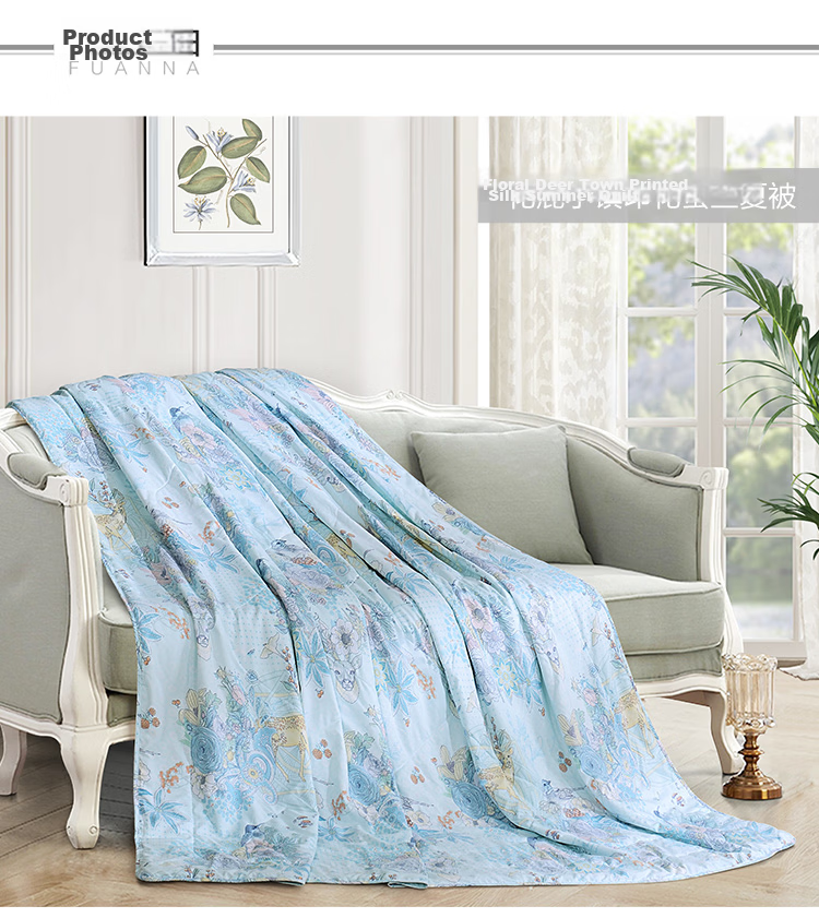 Fuanna 100% Silk Quilt Summer Cooling Blanket Air Conditioning Thin Quilt 2.4 Jin Single Dormitory 152x210cm 11
