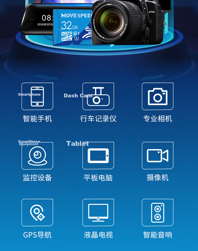 MOVE SPEED 128GB TF (MicroSD) Memory Card High-Speed Storage Card A2 V60 Compatible with DJI Pocket 3/4/4P/GoPro/Action Sports Cameras 7