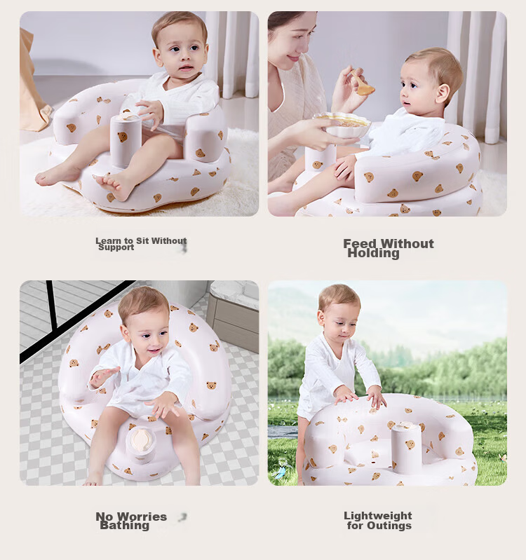 Aibao Adjustable Infant Sitting Cushion Baby Training Seat Baby High Chair Learning Seat Soothing Inflatable Anti-Fall Chair Bear G026 3