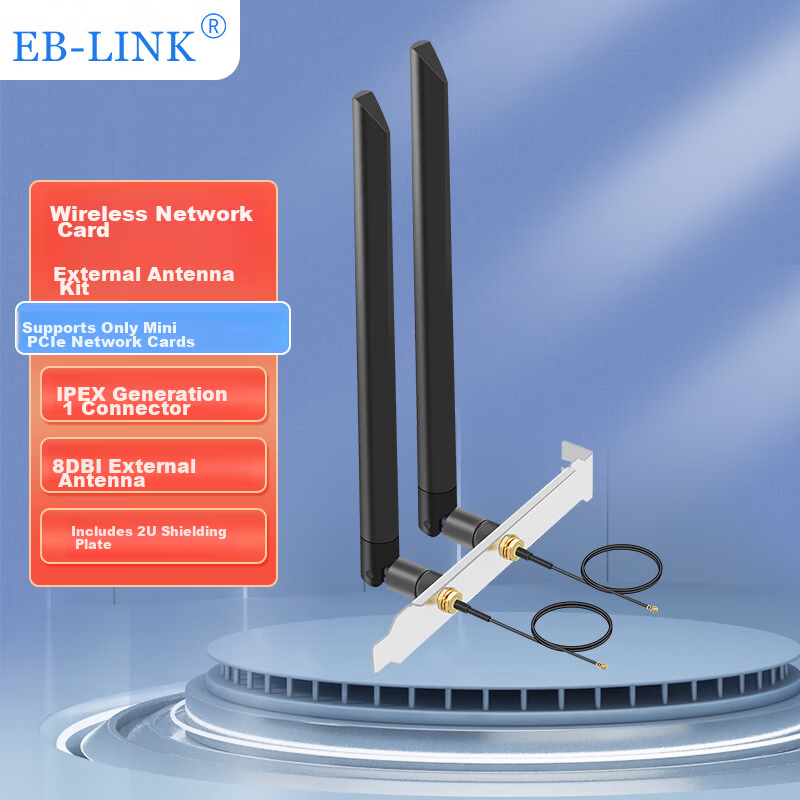 EB-LINK Intel AX210 Desktop Wireless Network Card 5374M External Antenna M.2 Interface WiFi6 Tri-Band Bluetooth 5.3 Internal Module for PC Motherboard