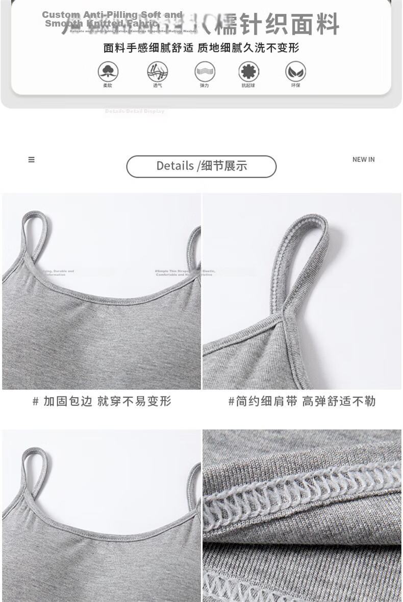 LangSha Red Spaghetti Strap Women's New Padded Sexy Sleeveless Tank Top Outerwear Qi Ji Red Shirt 9