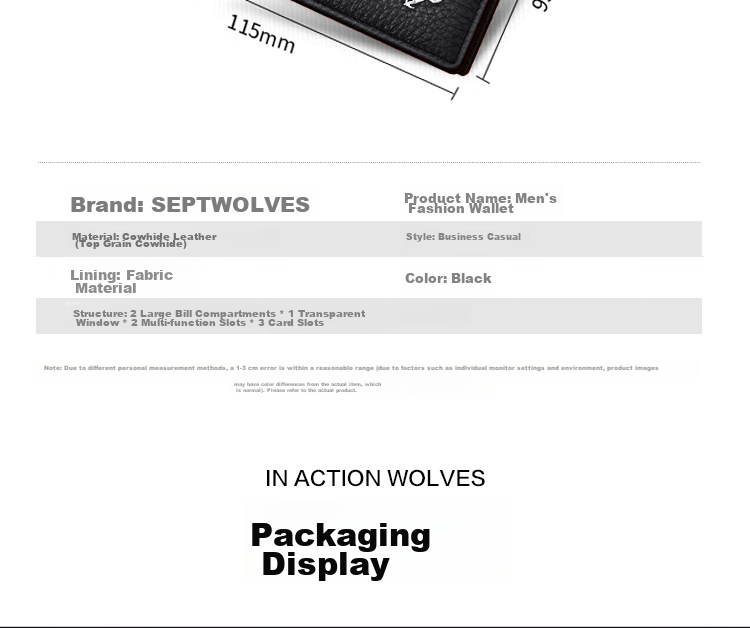 Seven Wolves Men's Genuine Leather Short Wallet Multifunctional Bill Holder ID Card Case 2026 New Birthday Gift for Boyfriend Husband 16