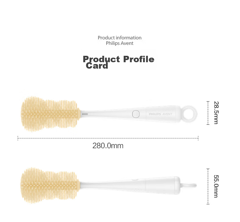 AVENT Philips Avent Baby Bottle Brush Cleaning Set Long Handle Silicone Nipple Brush 3-in-1 Yellow 33
