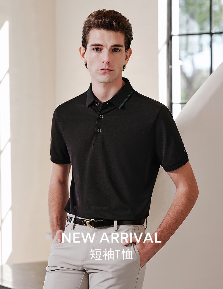 Youngor [Mulberry Silk + Cooling] Summer New Short Sleeve Polo Shirt Blue Green VSZS513123GCA 12