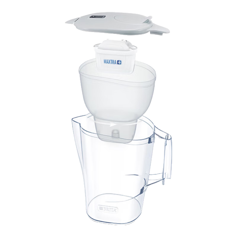 BRITA Water Filter Pitcher Kalea Morning Dew Series XL 3.5L (Gray) + Expert Edition 5-Pack Replacement Filters Eco-Friendly Reinforced Packaging