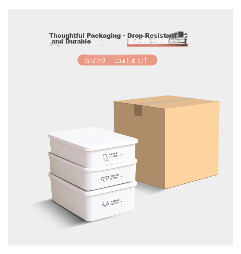 Baicaoyuan Underwear Storage Box Set - 3-Piece Multifunctional Organizer for Bras, Underwear, and Socks, White 16