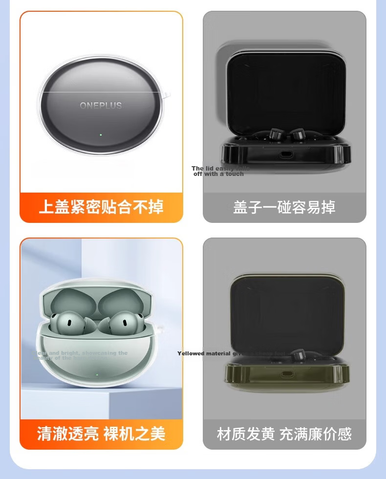 Aolang OnePlus Buds4 Protective Case Transparent TPU Soft Cover Full Protection Anti-Drop Anti-Scratch Wireless Earbuds Charging Case 2