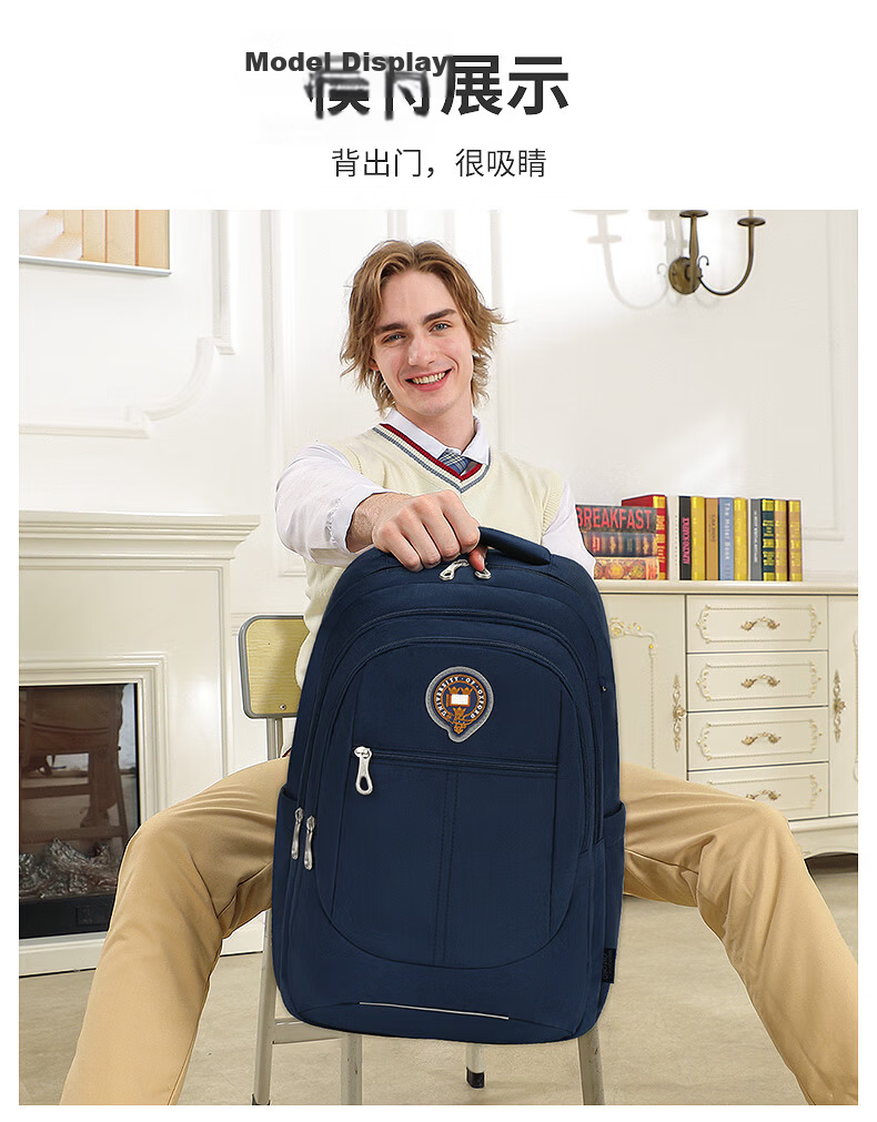 UNIVERSITY OF OXFORD Oxford University Backpack for Middle and High School Students Travel Casual Shoulder Bag Unisex Trendy X1076 Black 13