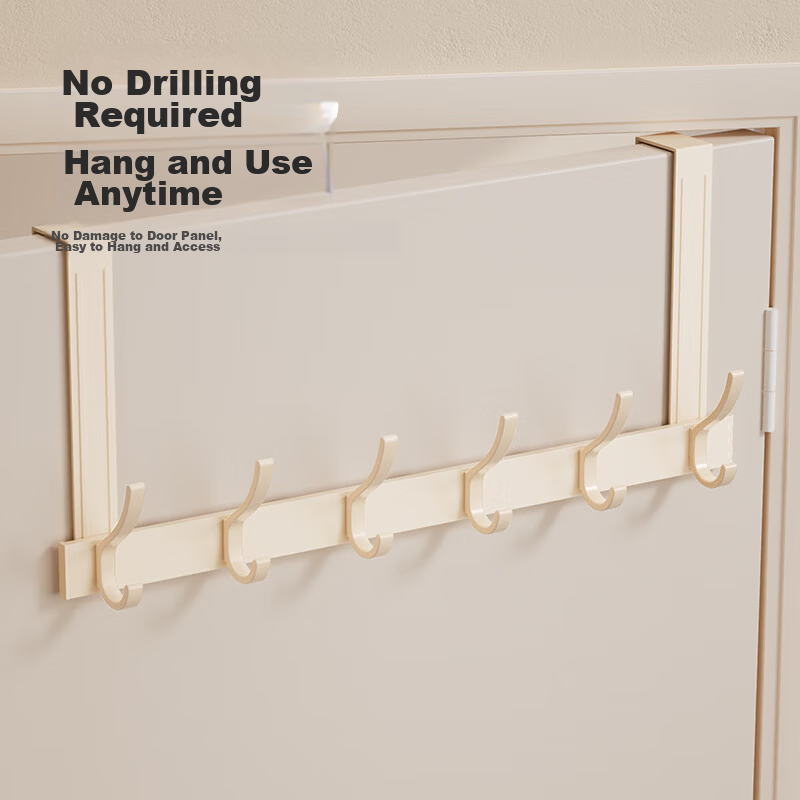 Tiger Mister No-Drill Space Aluminum Over-the-Door Hook Strong Wall-Mounted Clothes Rack for Bathroom and Bedroom 3