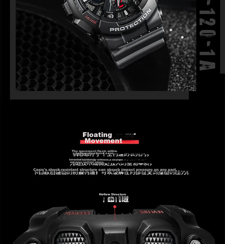 CASIO G-SHOCK Men's Sports Electronic Smart Watch GA-120-1A Japanese Korean Style Gift for Boyfriend 4