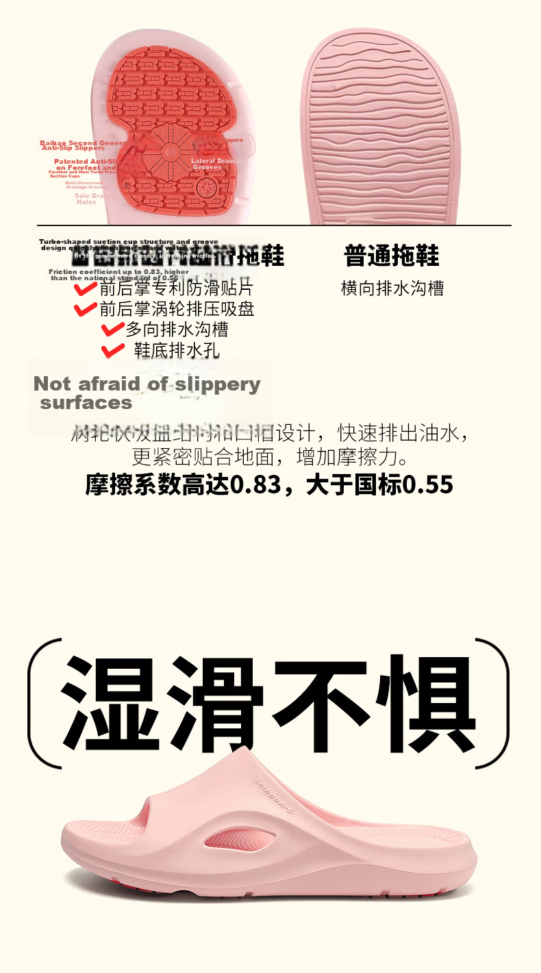 Baibao Patented Non-Slip Slippers for Women, Home Bathroom Shower Water-Draining Soft-Soled Maternity Elderly Anti-Slip Indoor Sandals 5