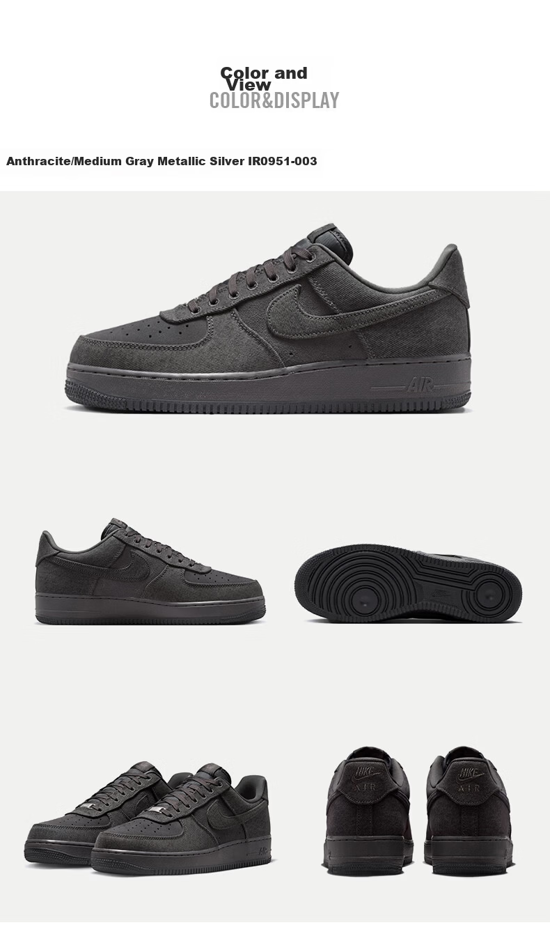 Nike Men's Air Force 1 AF1 New Shock Absorption Casual Sneakers IR0951-003 Black Size 43 4