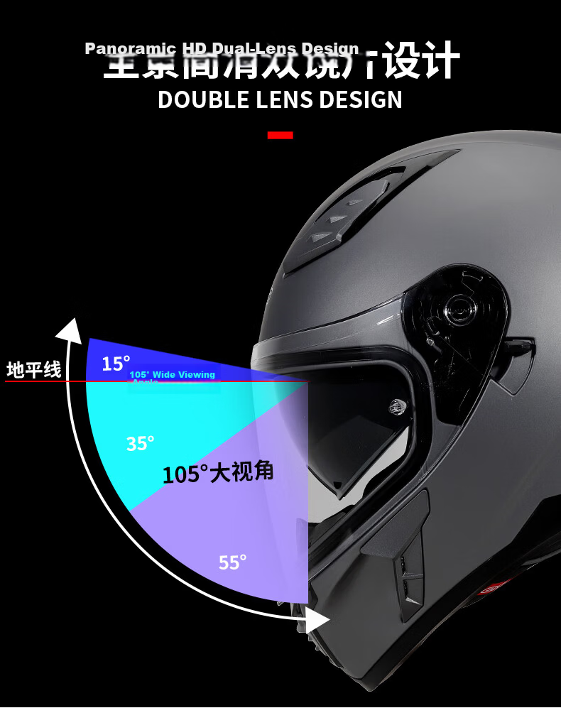 VEGA SA60 American Dual-Lens Motorcycle Helmet Electric Scooter Summer Four-Season Full-Face Helmet Matte Black XL 10