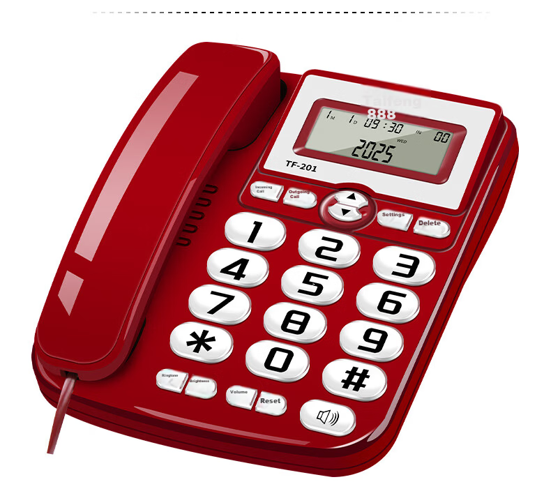 Taifeng 888 Landline Phone Fixed Telephone Office Home Wired Phone Battery-Free Dual Interface Caller ID Large Buttons TF201A Black 16