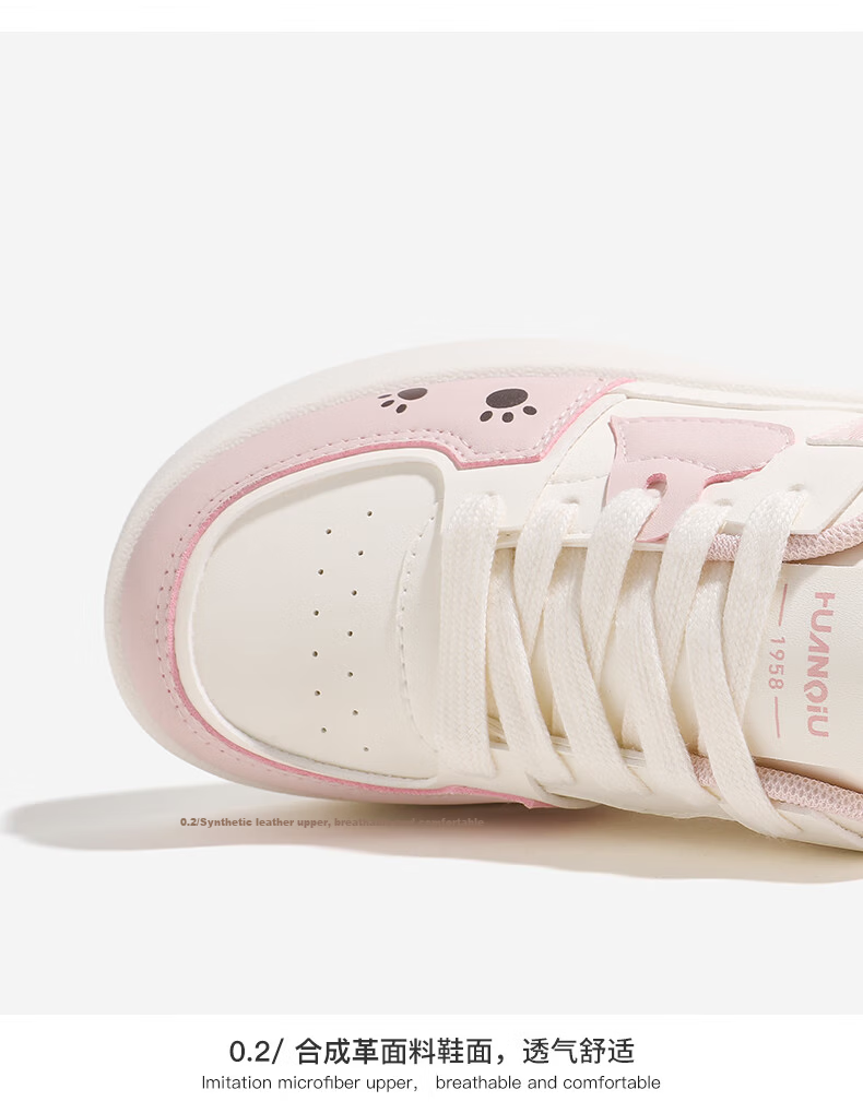 Global Cute Puppy Platform Sneakers for Women 2026 Spring New Thick Sole White Shoes Student Casual Pink Size 38 19