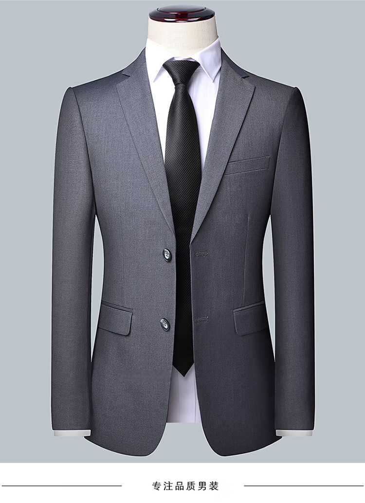 ROMON Men's Suit Set, Small Suit Jacket, Professional Formal Wear, Slim Fit Casual Groomsman Suit, Navy Blue 6XL 10