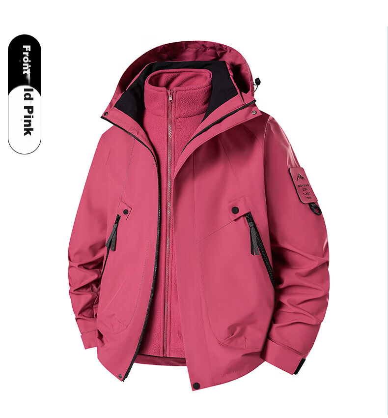 JEEP SPIRIT Three-In Jacket for Men And Women, Outdoor Windproof Waterproof Mountaineering Coat, Black XL 29
